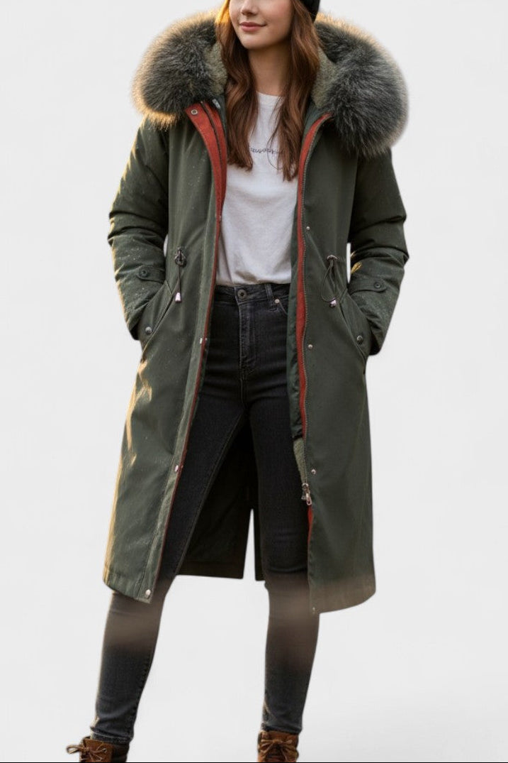 Giada | Cappotto Lungo con Cappuccio e Dettagli Chic